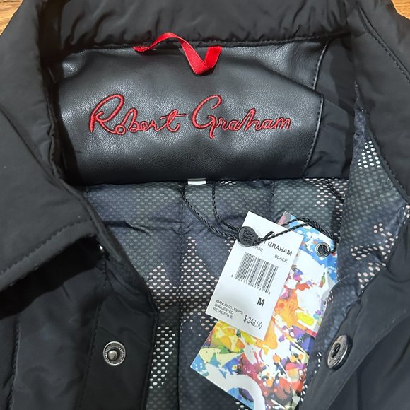 Robert Graham Full Zip Field Jacket Mens Stone $348 Black Logo RGF22R80 NEW - Picture 2 of 16